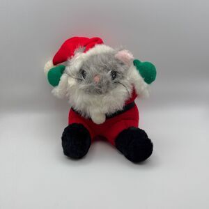 Vintage Christmas JC Penney Santa Mouse Stuffed Animal Plush Toy